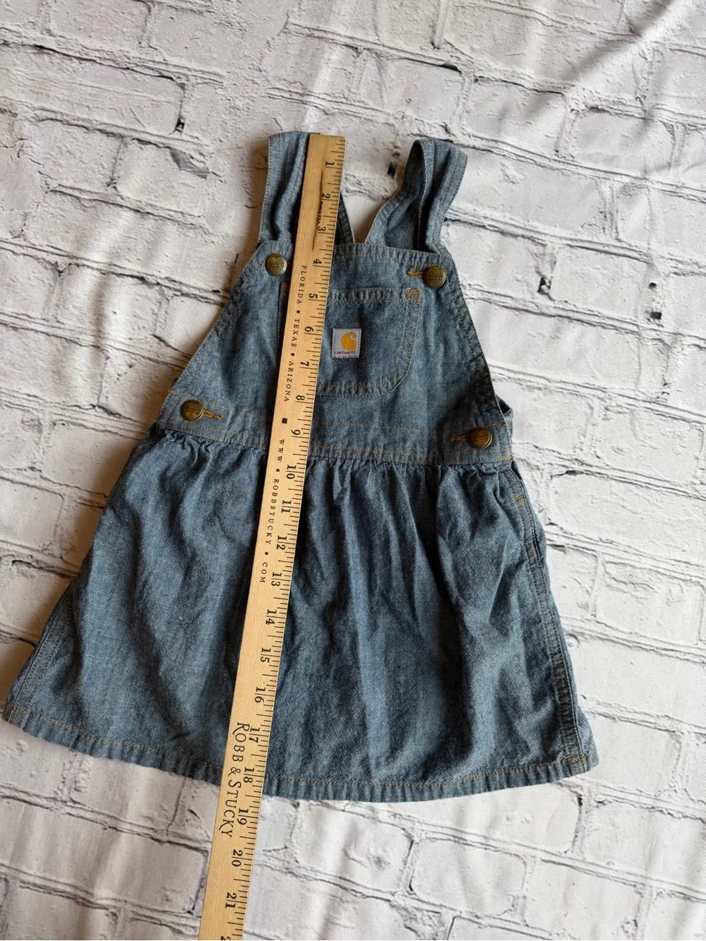 Carhartt Denim Chambray Overall Dress Toddler Girl Size 2 Romper Western Play